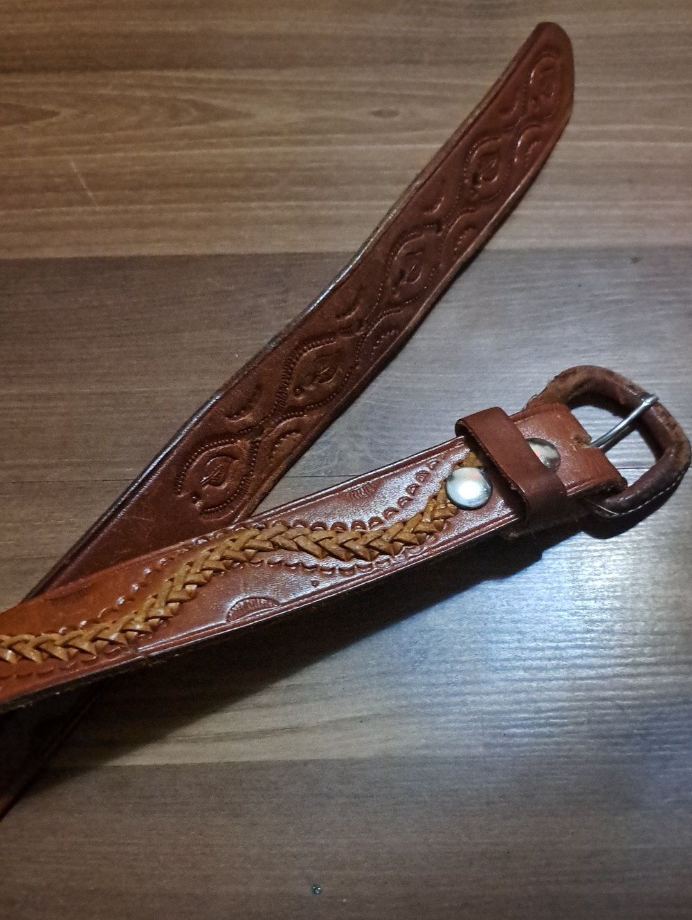 Vintage Men's Braided Leather Belt in Brown - Classic Casual